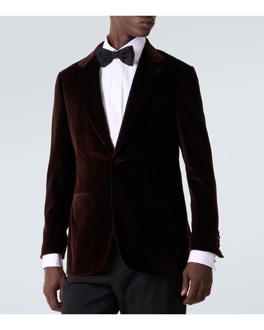 Thom Sweeney Black Cotton Velvet Blazer for men