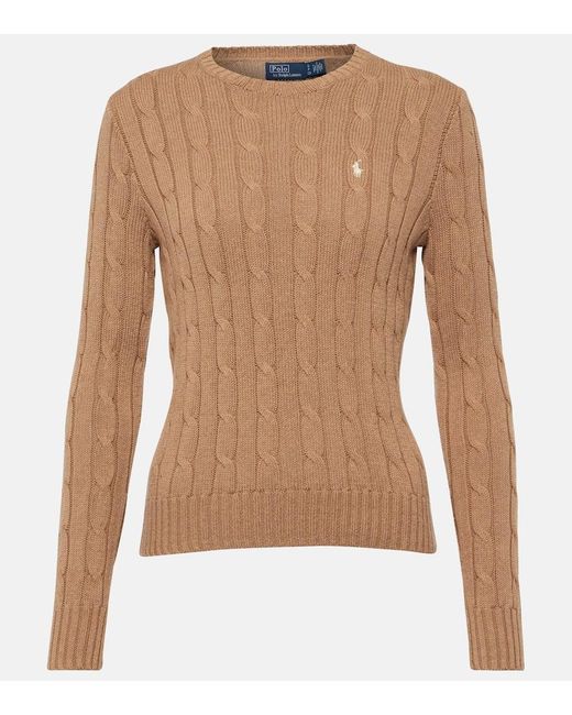 Polo Ralph Lauren Brown Cable-knit Wool-cashmere Sweater