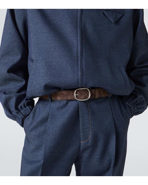 Bottega Veneta Brown Intrecciato Leather Belt for men