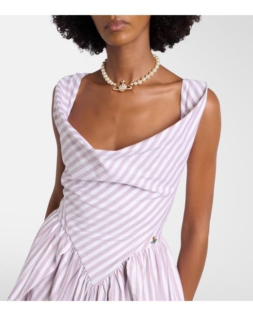 Vivienne Westwood Purple Sunday Striped Cotton Midi Dress