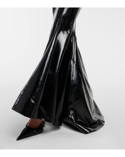 Robe longue en cuir synthetique Norma Kamali en coloris Black