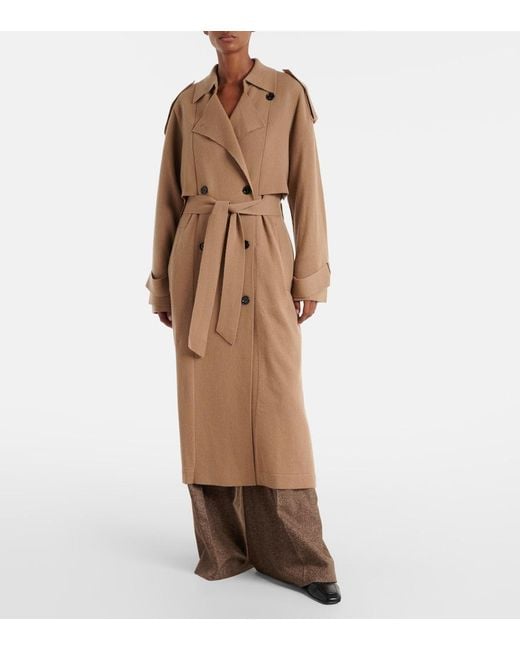 Jardin Des Orangers Brown Belted Wool And Cashmere Trench Coat