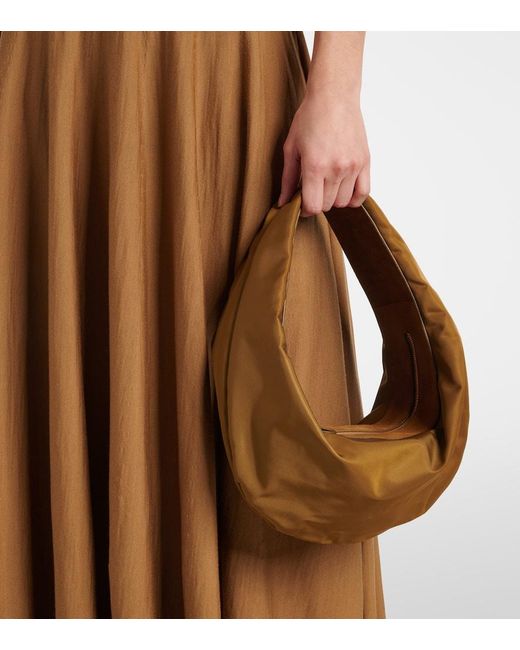 Khaite Brown Olivia Medium Suede-Trimmed Shoulder Bag