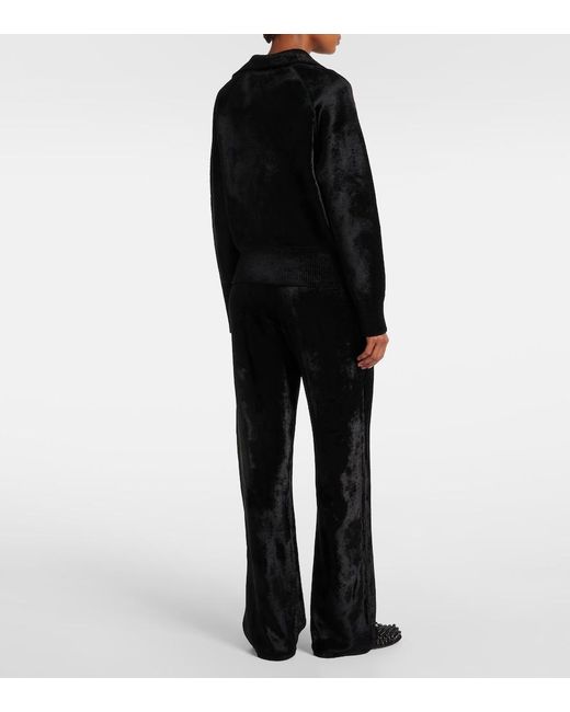 Alaïa Black Wool-Blend Polo Sweater