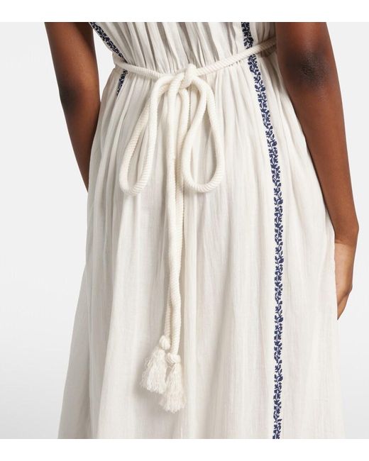 Isabel Marant White Liviane Embroidered Cotton Maxi Dress