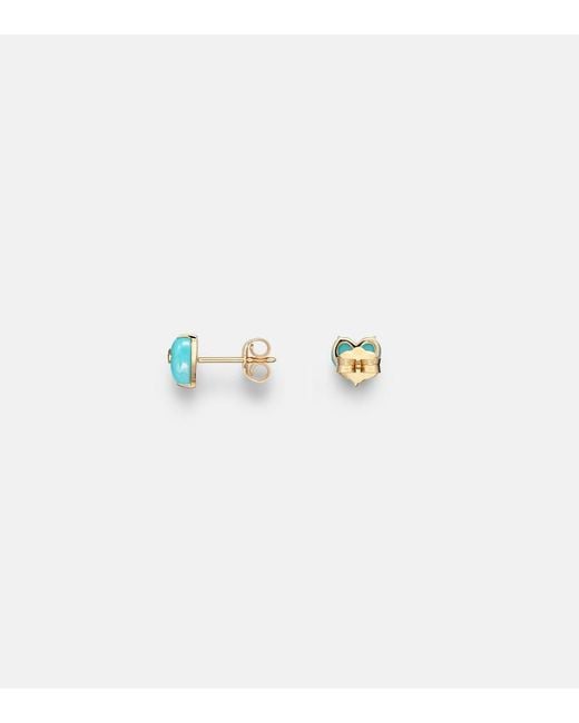 Sydney Evan Blue 14Kt Stud Earrings With Diamonds And Turquoises