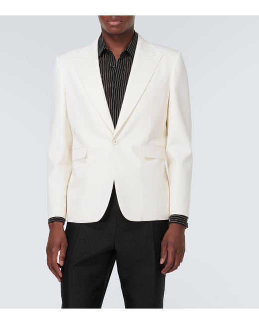 Saint Laurent White Wool Gabardine Blazer for men
