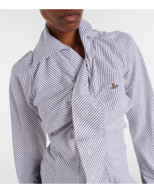 Vivienne Westwood Blue Striped Cotton-Blend Poplin Shirt