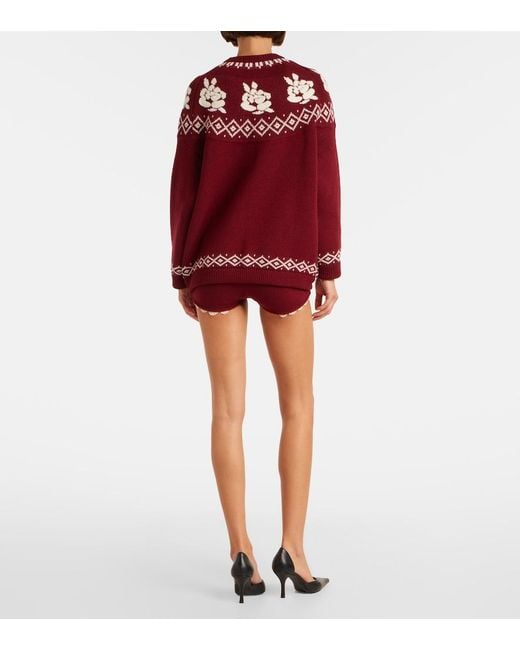 Magda Butrym Red Fair Isle Wool Sweater