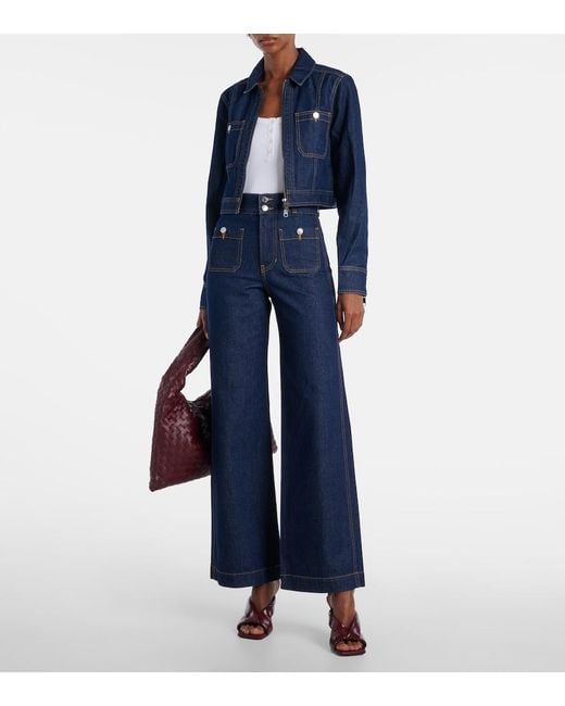 Veronica Beard Blue Patty Cropped Denim Jacket