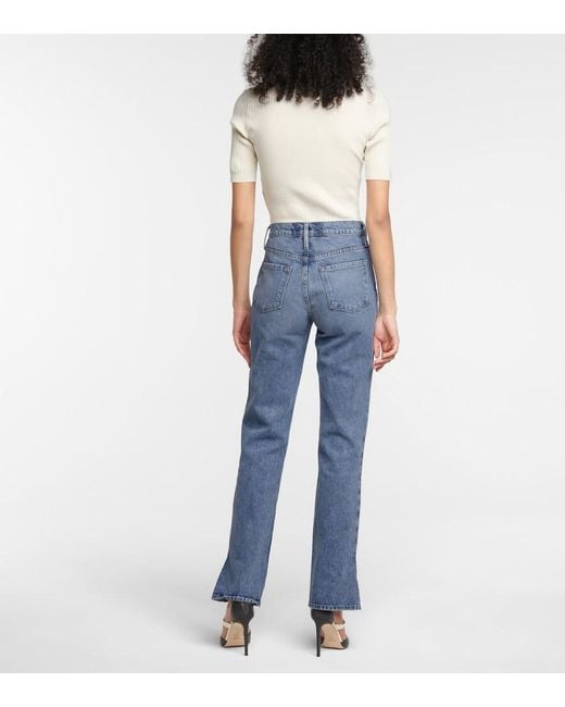 FRAME Blue Le Drew High-Rise Straight Jeans