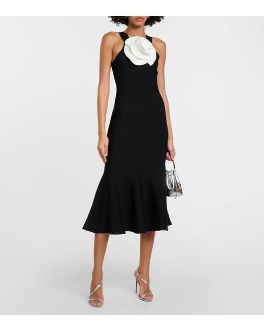 Vestido Midi Con Apliques Florales Roland Mouret de color Black