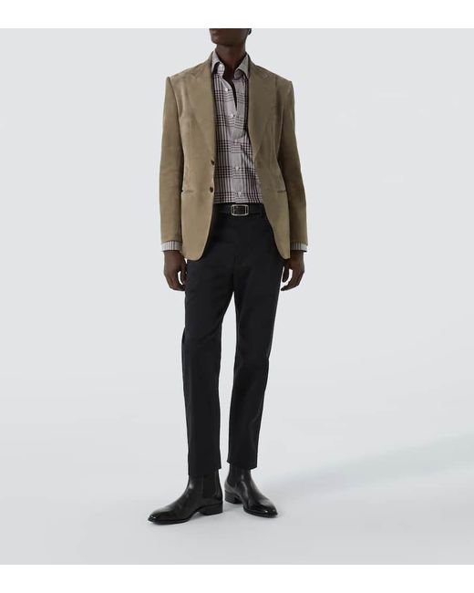 Camisa De Algodon A Cuadros Principe De Gales Tom Ford de hombre de color Blue