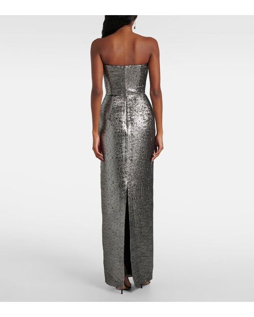 Emilia Wickstead Gray Bustier-Robe Laelia Aus Jacquard