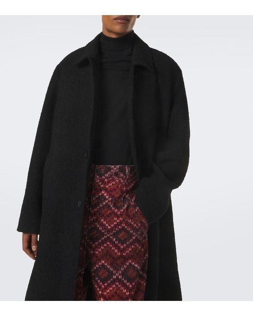 Dries Van Noten Black Wool-Blend Coat for men