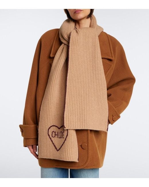 Chloé Brown Encour Wool And Cashmere Scarf