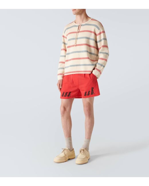 Bode Pink Bay Stripe Cotton Sweater for men