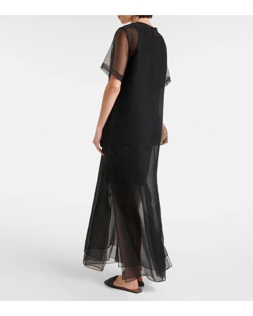 Brunello Cucinelli Black Silk Maxi Dress