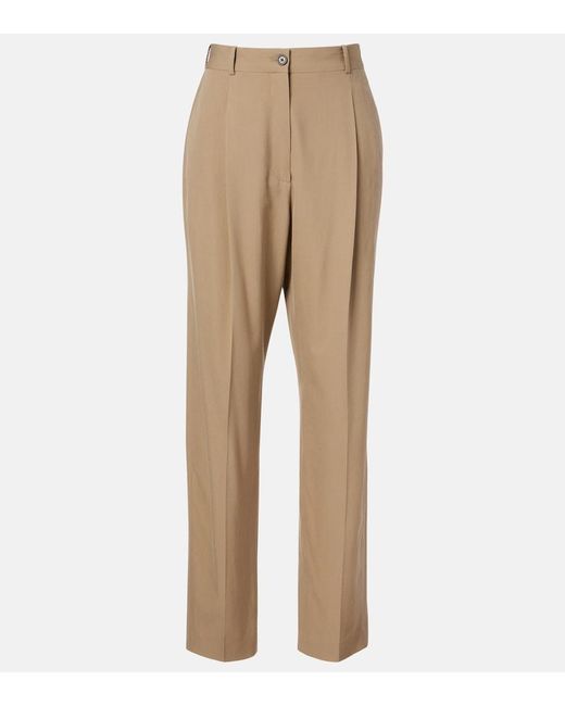 The Row Natural Gianni Wool Straight Pants