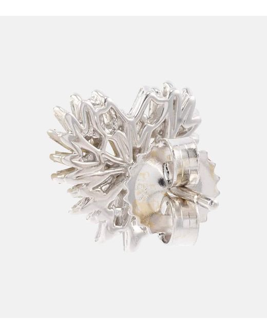 Pendientes Classic Small Heart de oro blanco de 18 ct con diamantes Suzanne Kalan de color White