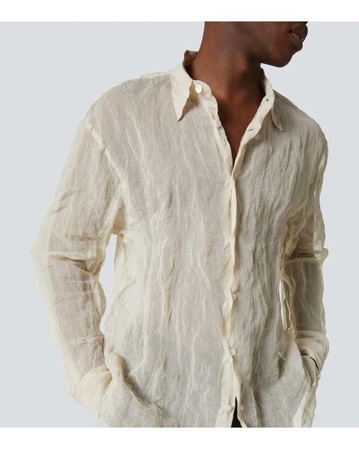 Dries Van Noten White Cotton And Silk-Blend Lame Shirt for men
