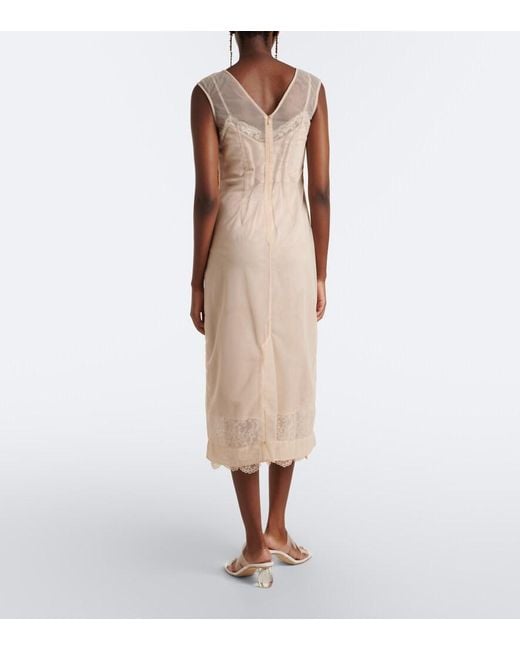 Simone Rocha Red Embellished Floral-Applique Tulle Midi Dress