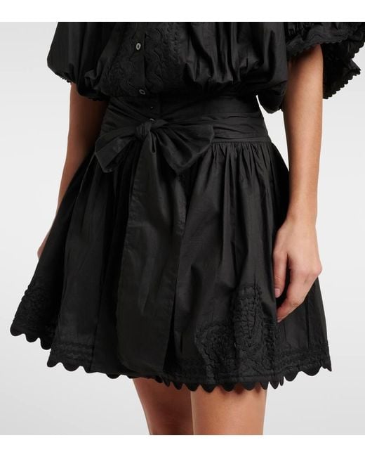 Juliet Dunn Black Embroidered Cotton Poplin Minidress