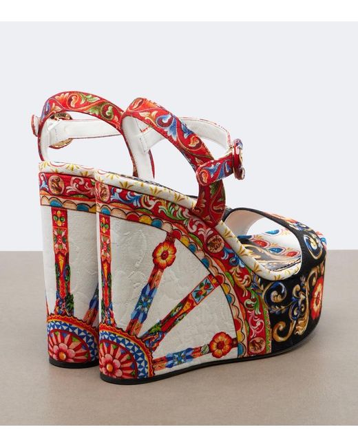 Dolce & Gabbana Red Carretto Platform Sandals