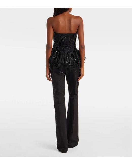 ROTATE BIRGER CHRISTENSEN Black Albertina Sequined Strapless Top