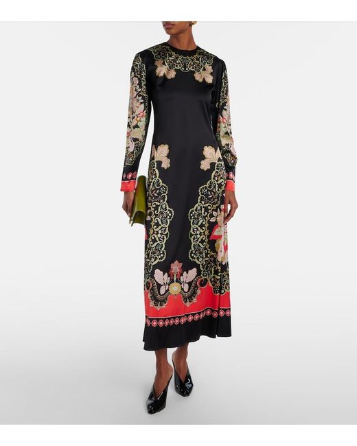 LaDoubleJ Black Cornucopia Placee Ruffled Midi Dress