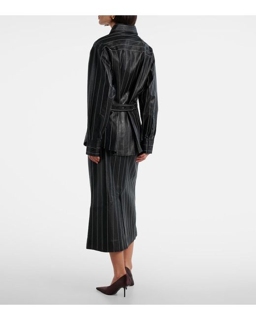 Victoria Beckham Black Belted Leather Jacket