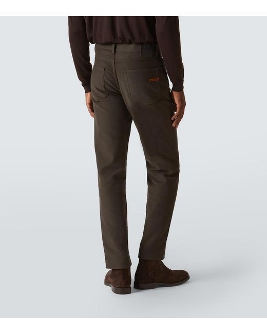 Zegna Gray Roccia Cotton And Cashmere Straight Pants for men