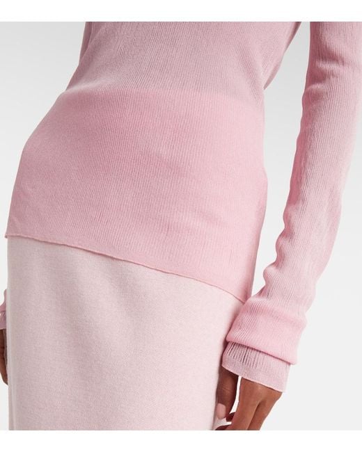 Khaite Pink Mosi Knitted Silk Top