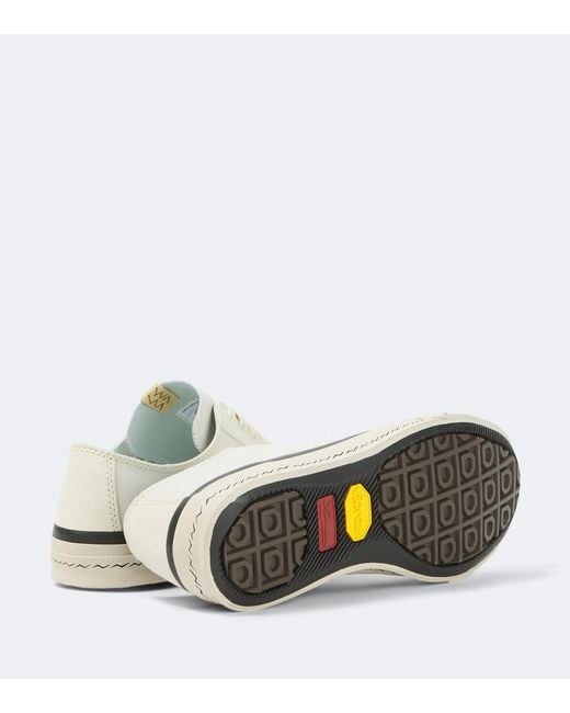 Visvim White Nolan Leather-Trimmed Canvas Sneakers for men