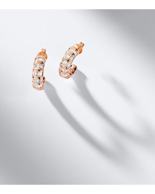 SHAY White 18Kt Rose Huggie Earrings With Diamonds