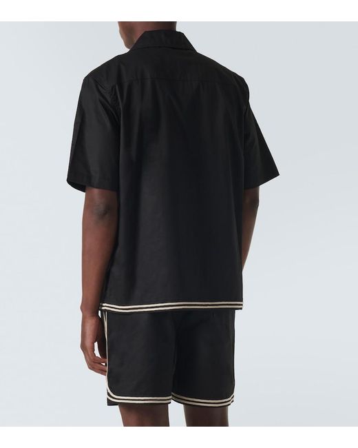 Commas Black Braided Cotton Shirt for men