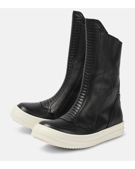 Rick Owens Black Leather Sneakers