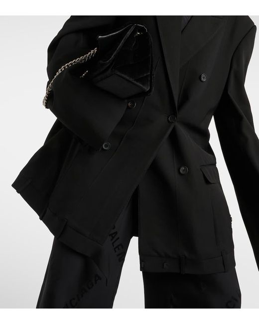 Blazer doppiopetto in misto lana di Balenciaga in Black