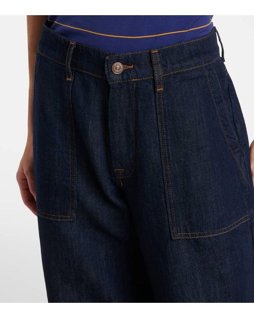 Jeans A Gamba Larga Lotta A Vita Alta di 7 For All Mankind in Blue