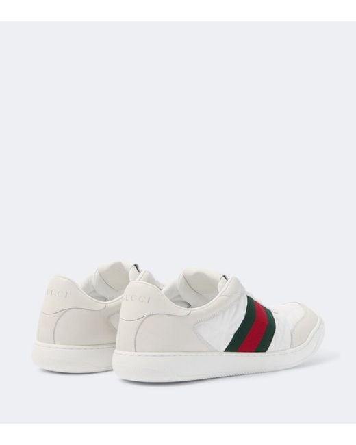 Gucci White Screener Leather-Trimmed Sneakers for men