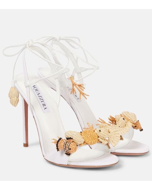 Aquazzura Natural Sandalen Marea 105 Aus Raffiabast