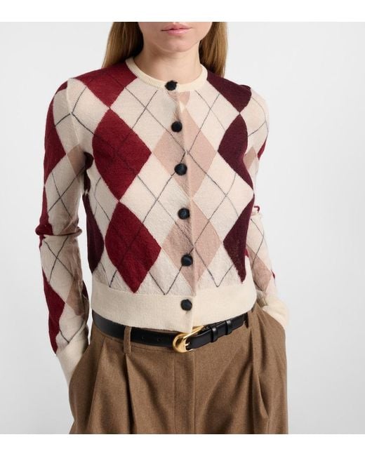 Khaite Pink Charli Argyle Cashmere And Mohair Cardigan