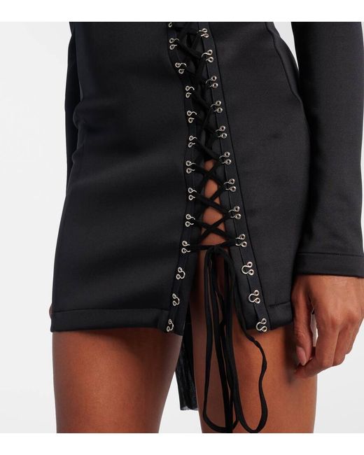 Blumarine Black Scuba Off-Shoulder Minidress