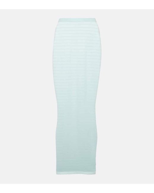 Alaïa Blue Striped Maxi Skirt