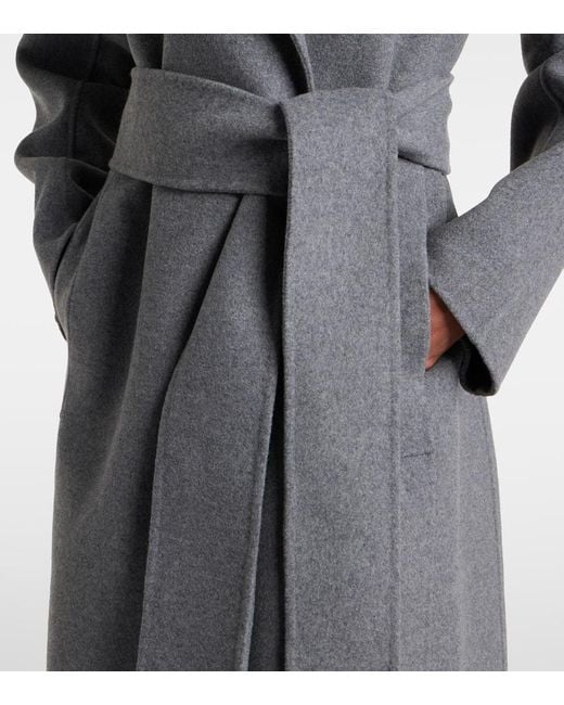 Khaite Gray Deena Wool Wrap Coat