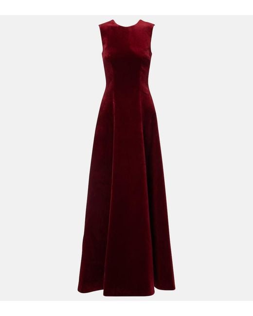 Emilia Wickstead Red Nodin Cotton Velvet Gown