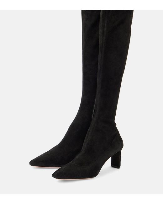 Aquazzura Black Zenn 65 Suede Knee-High Boots