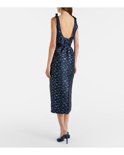 Markarian Blue Acacia Floral Brocade Corset Dress