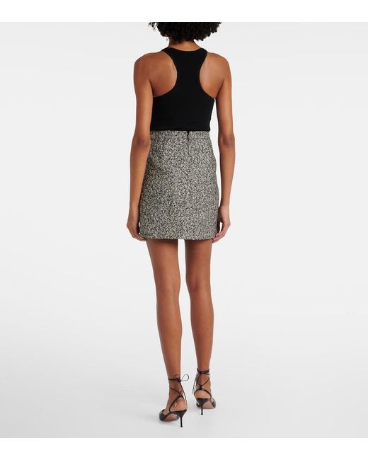 Max Mara Gray Cosa Wool-Blend Tweed Miniskirt