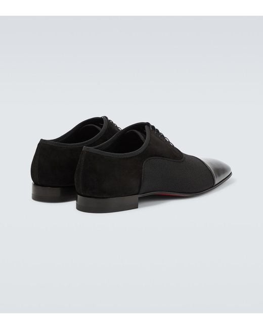 Christian Louboutin Black Greggo Leather-Trimmed Oxford Shoes for men